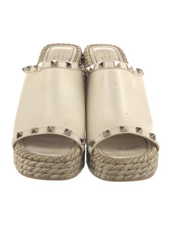 Valentino Rockstud Accents Leather Espadrilles