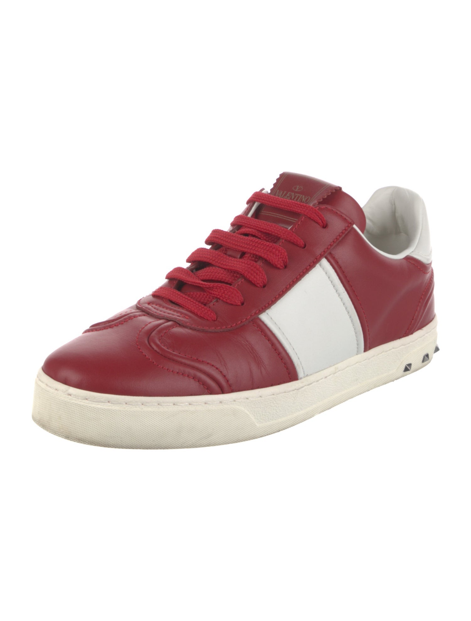 Valentino Rockstud Accents Leather Sneakers