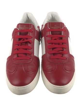 Valentino Rockstud Accents Leather Sneakers