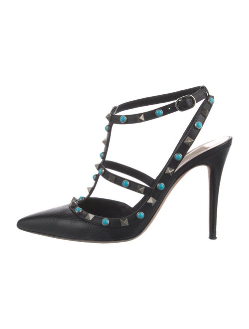 Valentino Rockstud Accents Leather T-Strap Pumps