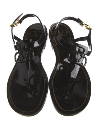 Valentino Rubber T-Strap Sandals