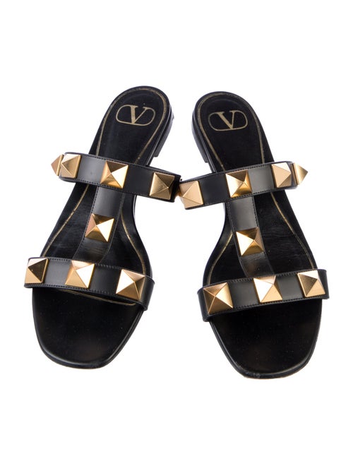 Valentino Rockstud Accents Leather Slides