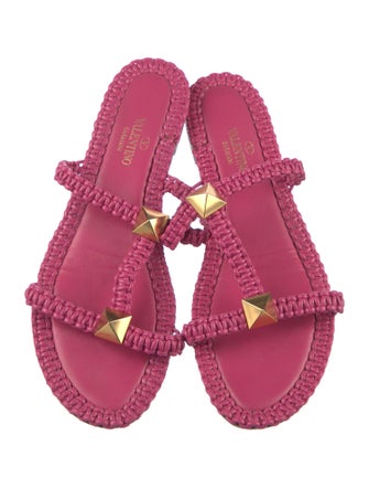 Valentino Rockstud Accents Leather Slides