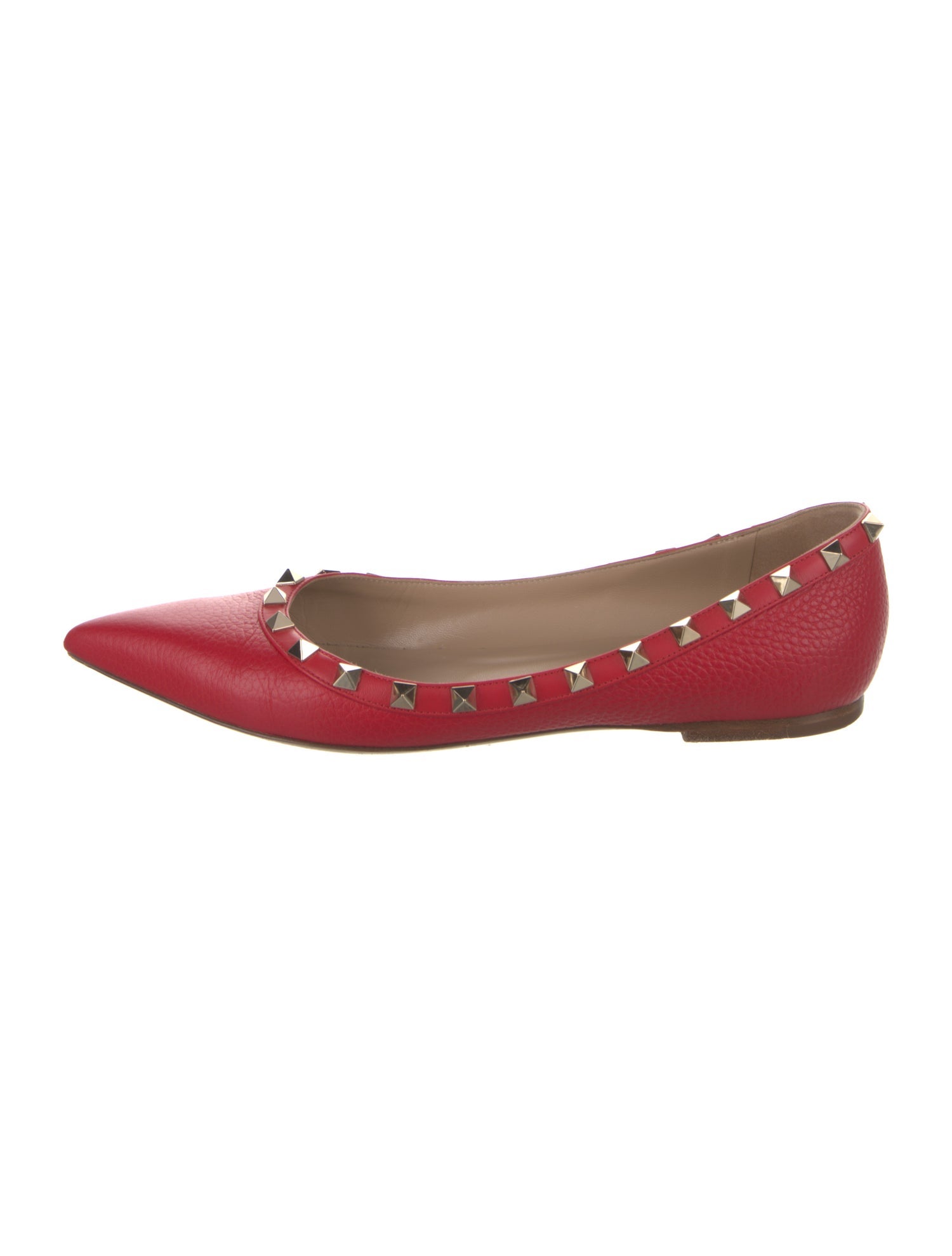 Valentino Rockstud Accents Leather Ballet Flats