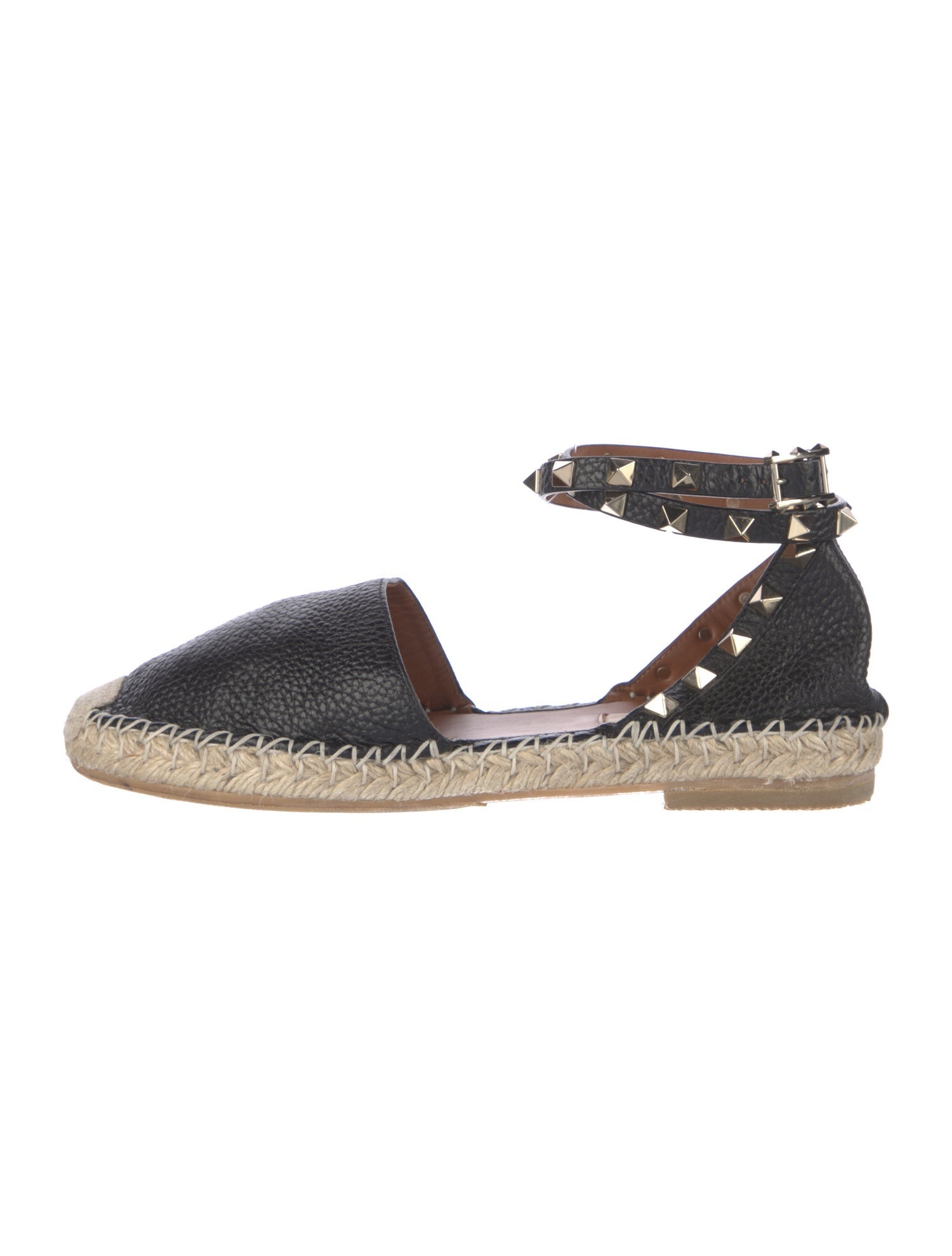 Valentino Rockstud Accents Leather Espadrilles