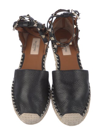 Valentino Rockstud Accents Leather Espadrilles