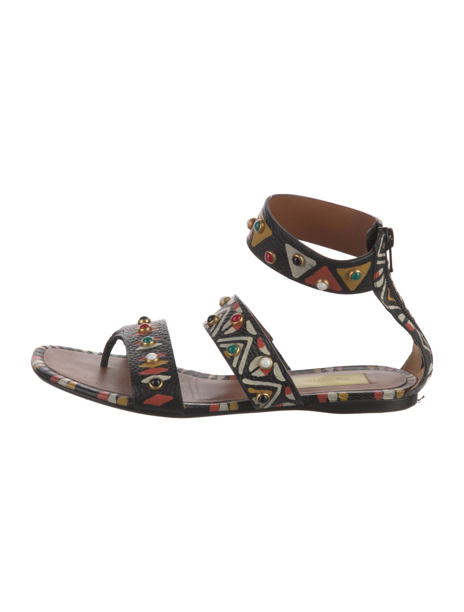 Valentino Leather Printed Gladiator Sandals