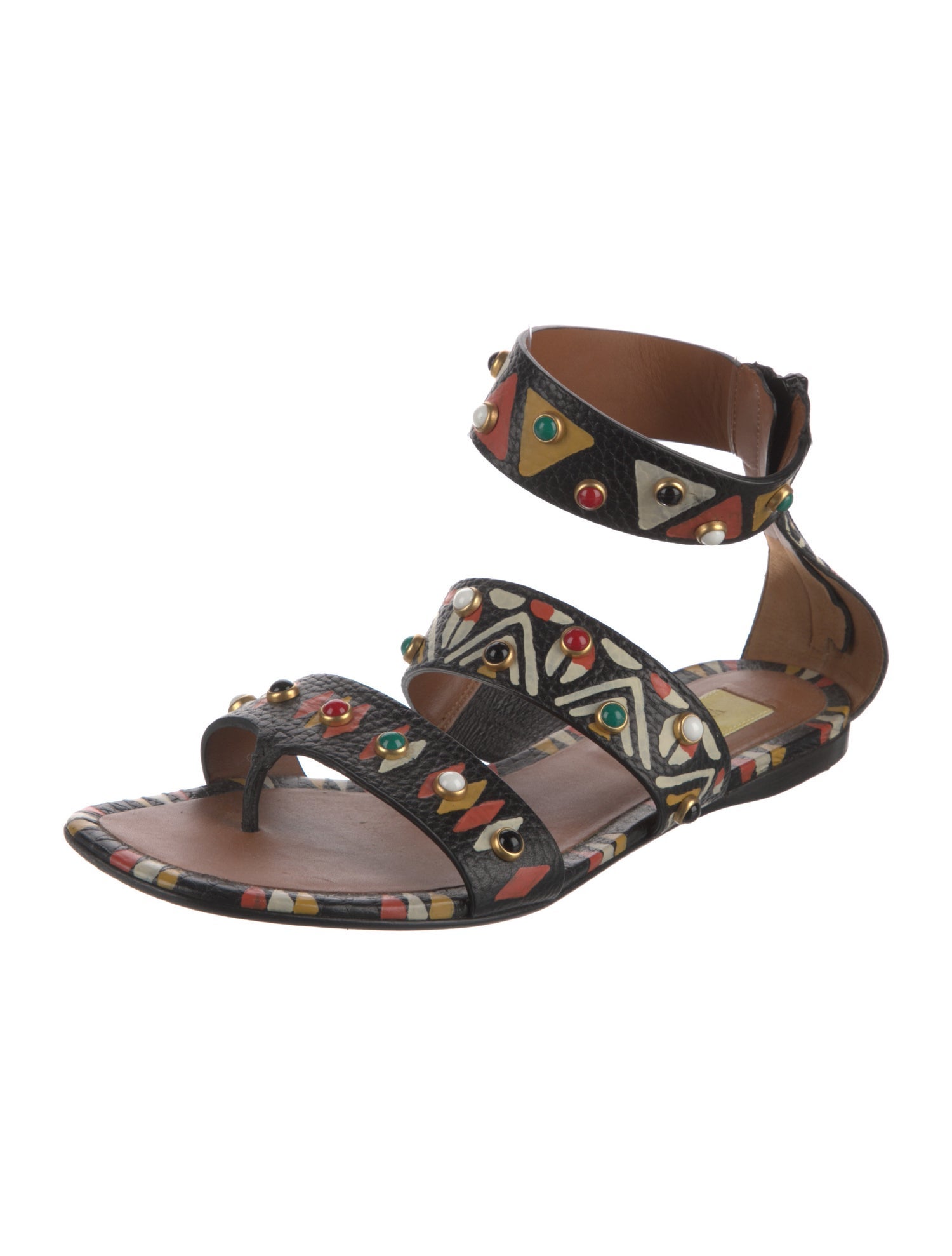 Valentino Leather Printed Gladiator Sandals