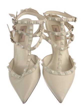 Valentino Rockstud Accents Leather Slingback Pumps