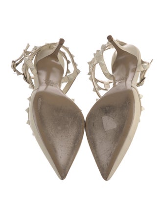 Valentino Rockstud Accents Leather Slingback Pumps