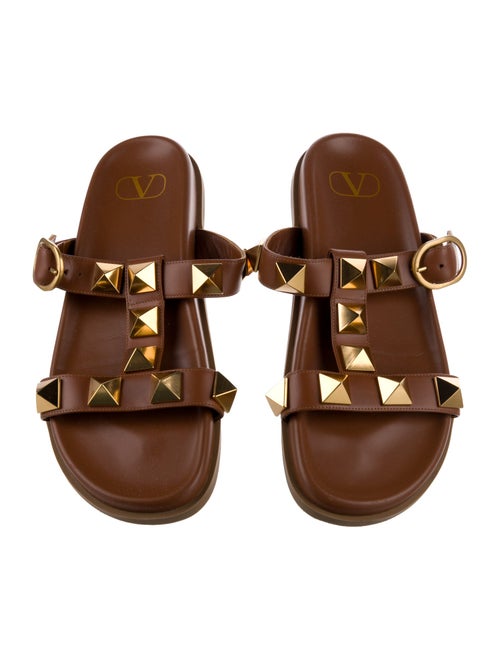 Valentino Rockstud Accents Leather Slides
