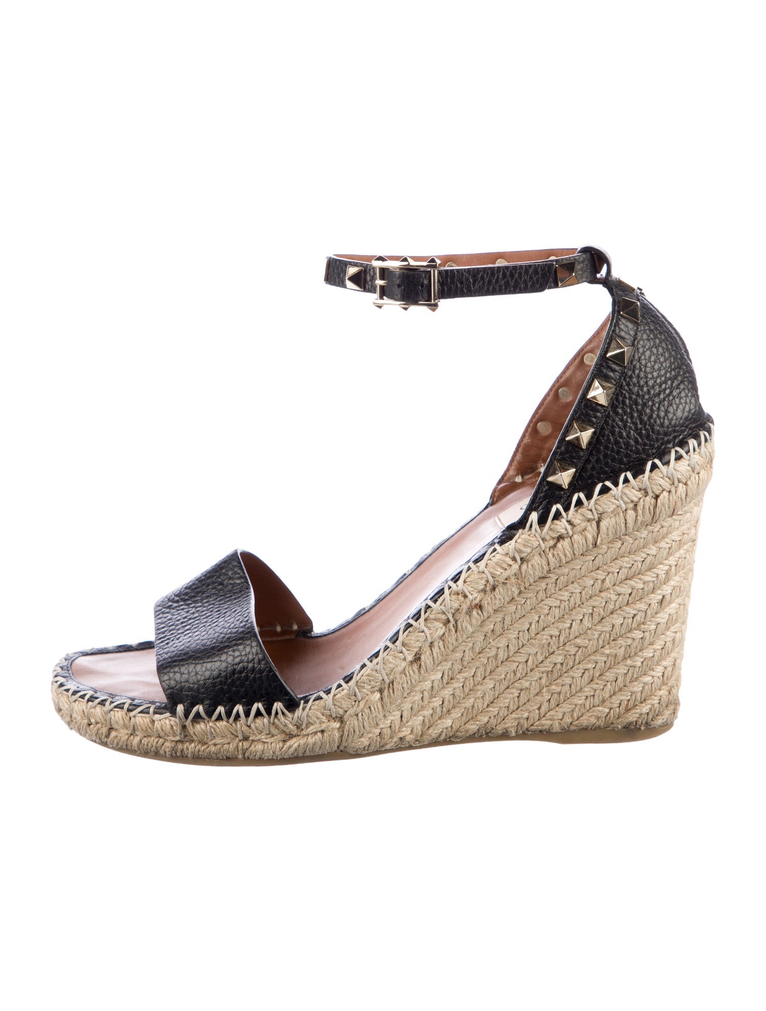 Valentino Rockstud Accents Leather Espadrilles