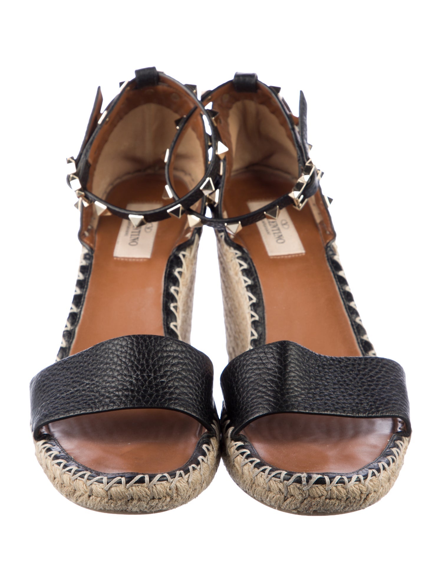 Valentino Rockstud Accents Leather Espadrilles