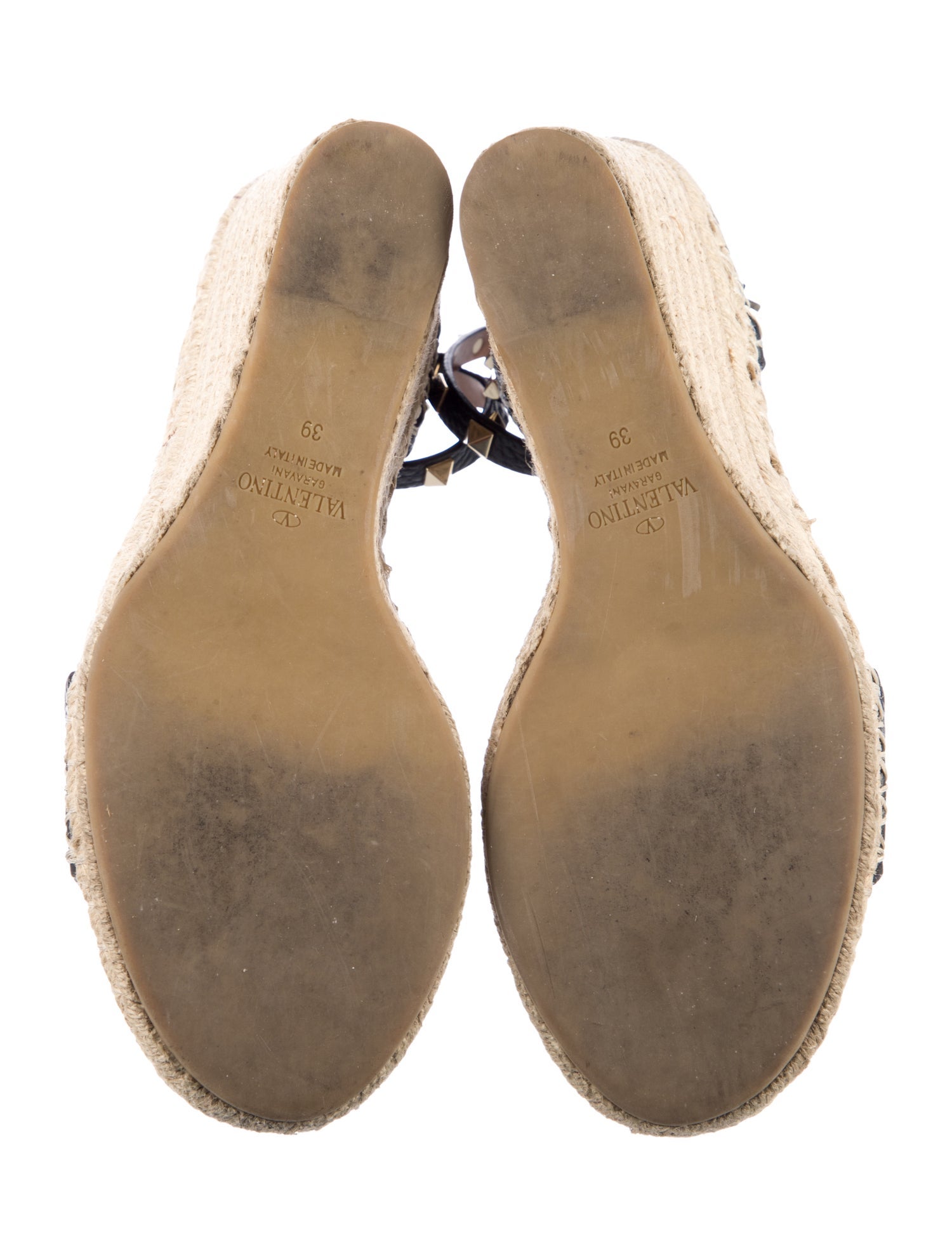 Valentino Rockstud Accents Leather Espadrilles