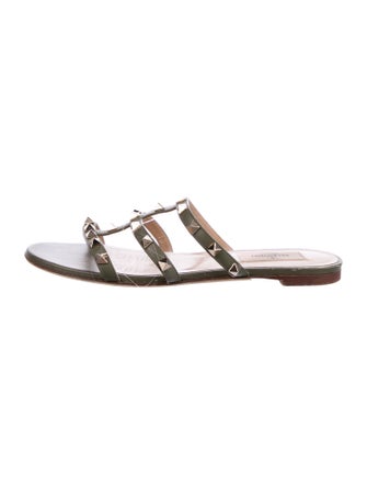 Valentino Rockstud Accents Leather Slides