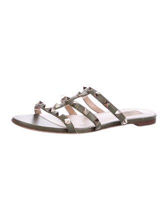 Valentino Rockstud Accents Leather Slides