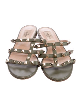 Valentino Rockstud Accents Leather Slides