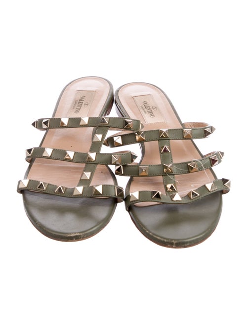 Valentino Rockstud Accents Leather Slides