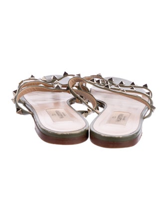 Valentino Rockstud Accents Leather Slides