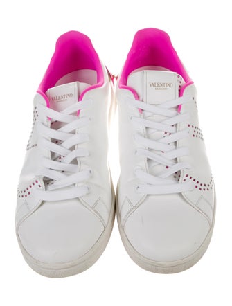 Valentino Rockstud Accents Leather Sneakers