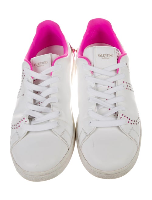 Valentino Rockstud Accents Leather Sneakers