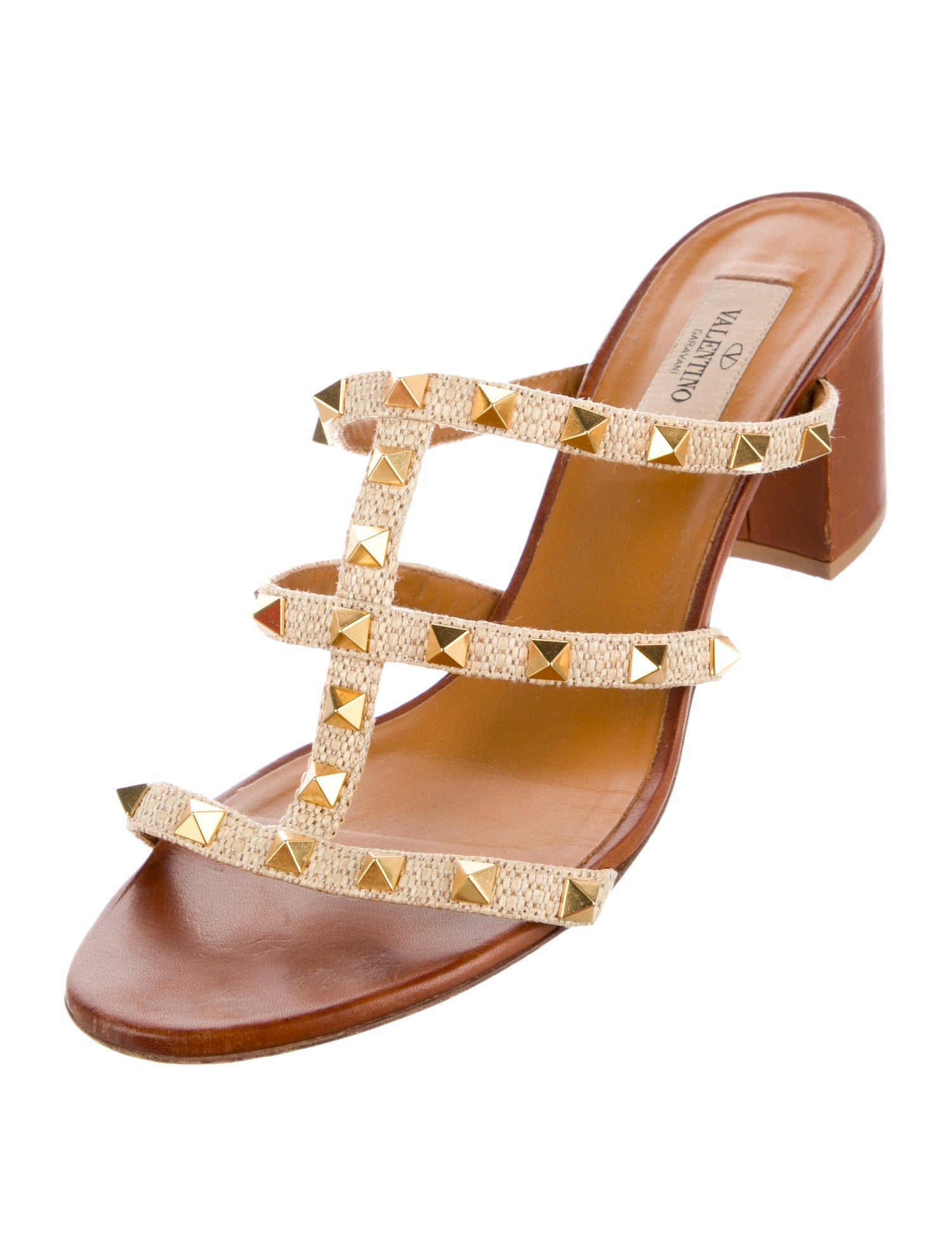 Valentino Rockstud Accents Leather Slides