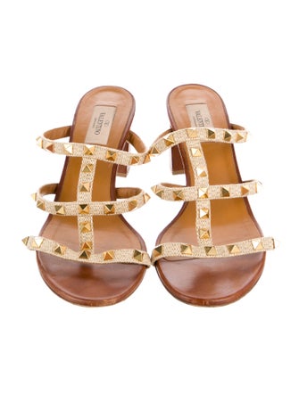 Valentino Rockstud Accents Leather Slides
