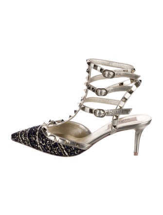 Valentino Rockstud Accents Patent Leather T-Strap Pumps