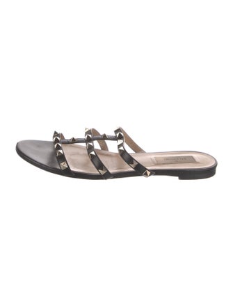 Valentino Rockstud Accents Leather Slides