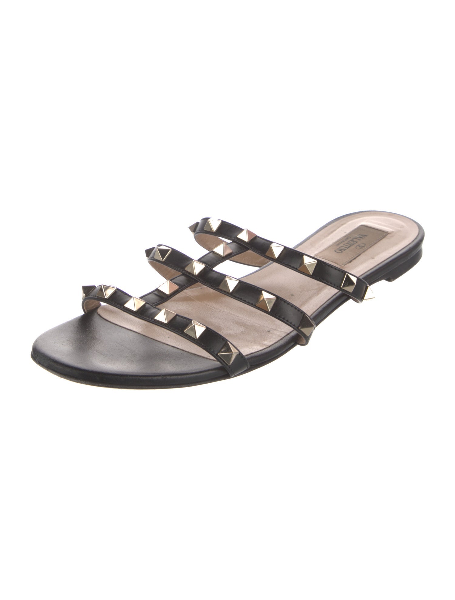 Valentino Rockstud Accents Leather Slides
