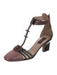 Valentino Patent Leather Colorblock Pattern T-Strap Pumps