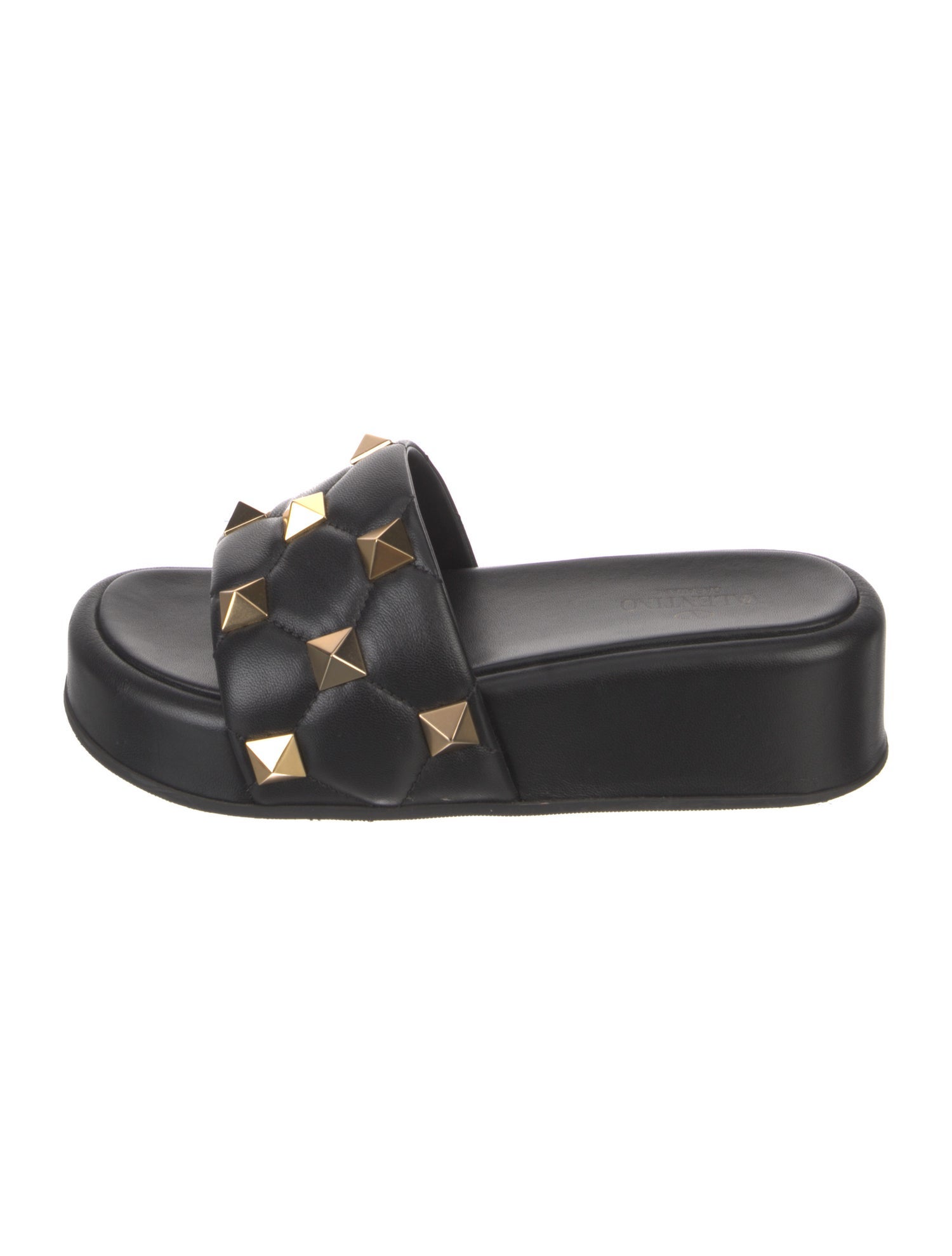 Valentino Rockstud Accents Leather Slides
