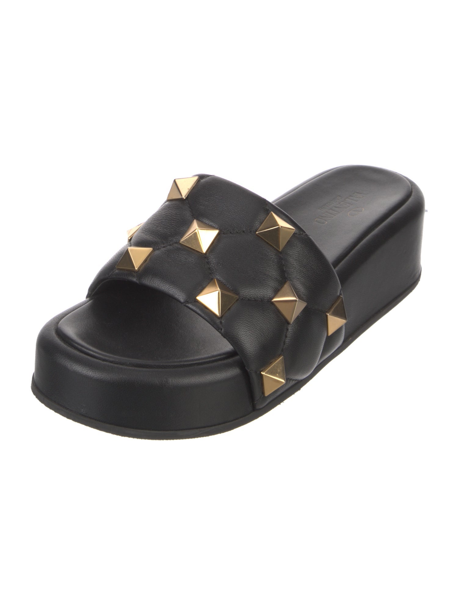 Valentino Rockstud Accents Leather Slides