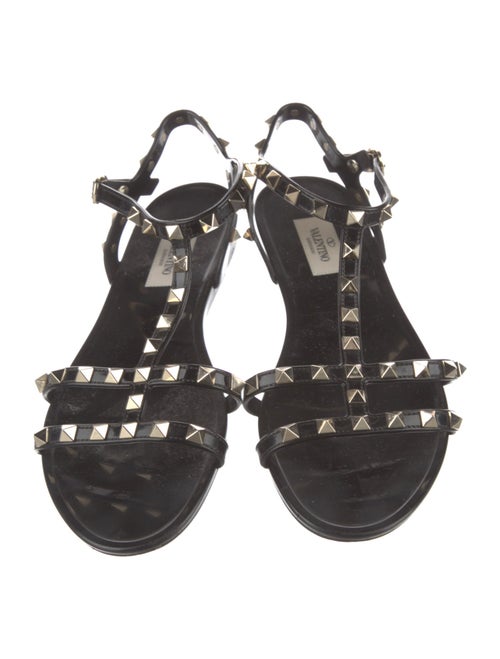 Valentino Rockstud Accents Rubber T-Strap Sandals