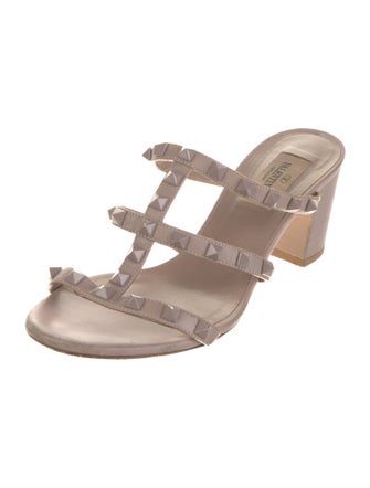 Valentino Rockstud Accents Leather Slides