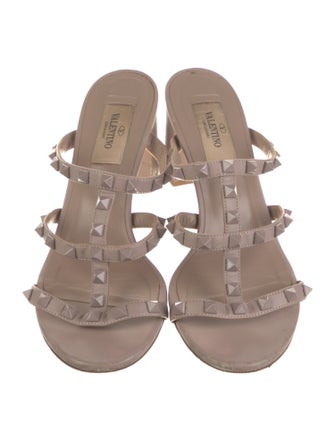 Valentino Rockstud Accents Leather Slides