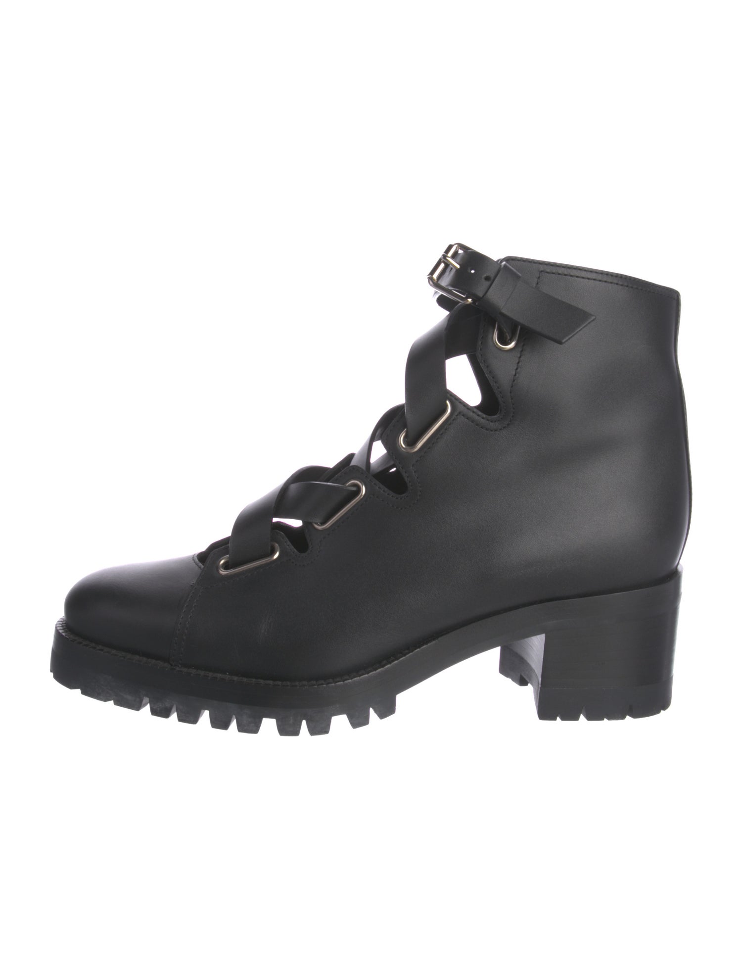 Valentino Leather Combat Boots
