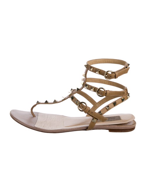 Valentino Rockstud Accents Leather T-Strap Sandals