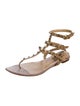 Valentino Rockstud Accents Leather T-Strap Sandals