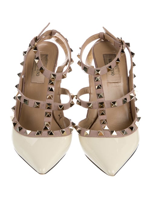 Valentino Rockstud Accents Patent Leather T-Strap Pumps