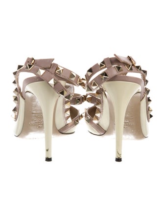 Valentino Rockstud Accents Patent Leather T-Strap Pumps