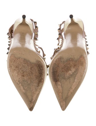 Valentino Rockstud Accents Patent Leather T-Strap Pumps