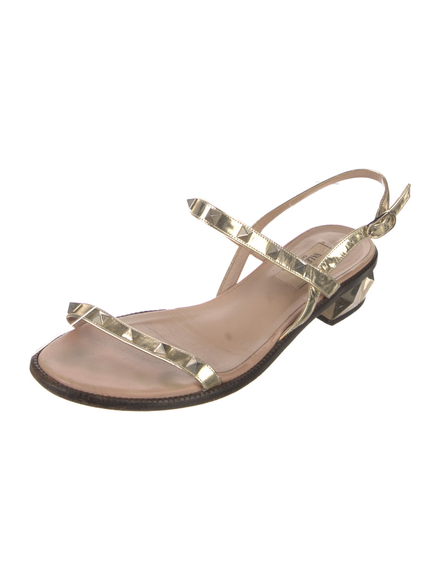 Valentino Rockstud Accents Patent Leather Slingback Sandals