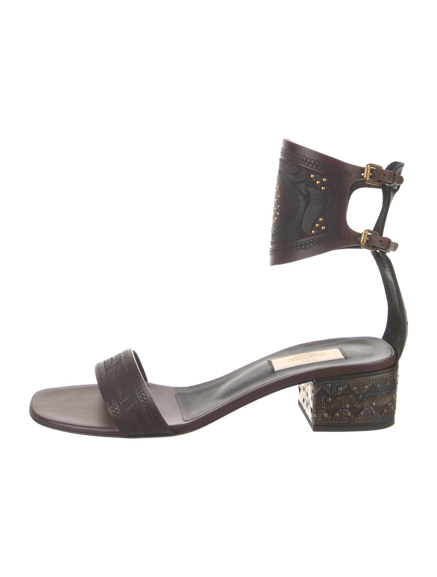 Valentino Leather Studded Accents Gladiator Sandals