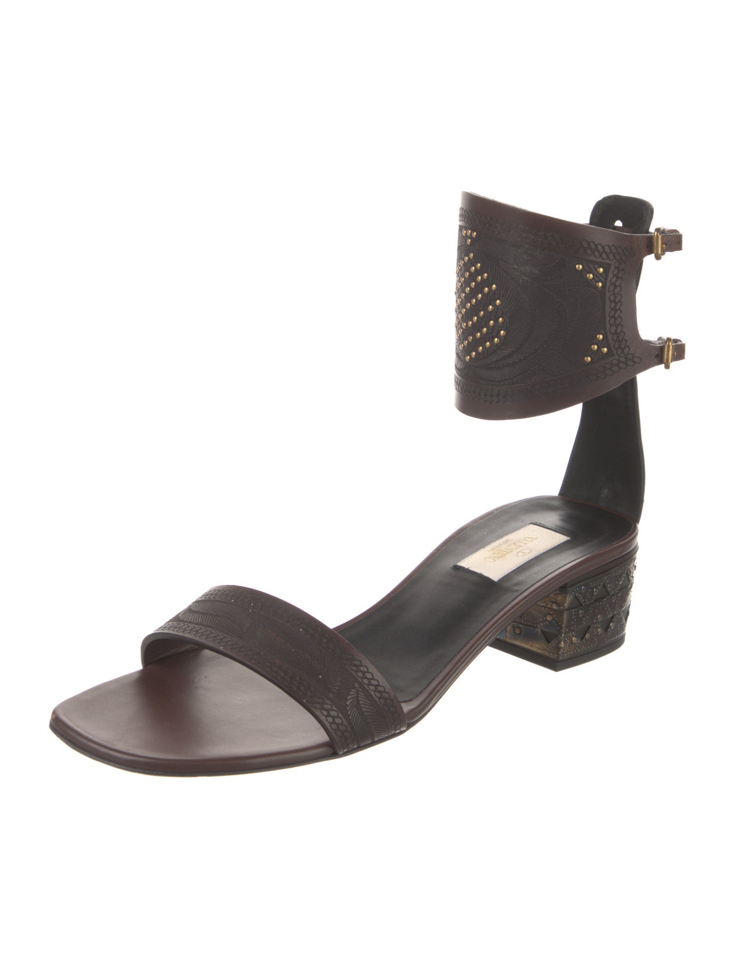Valentino Leather Studded Accents Gladiator Sandals
