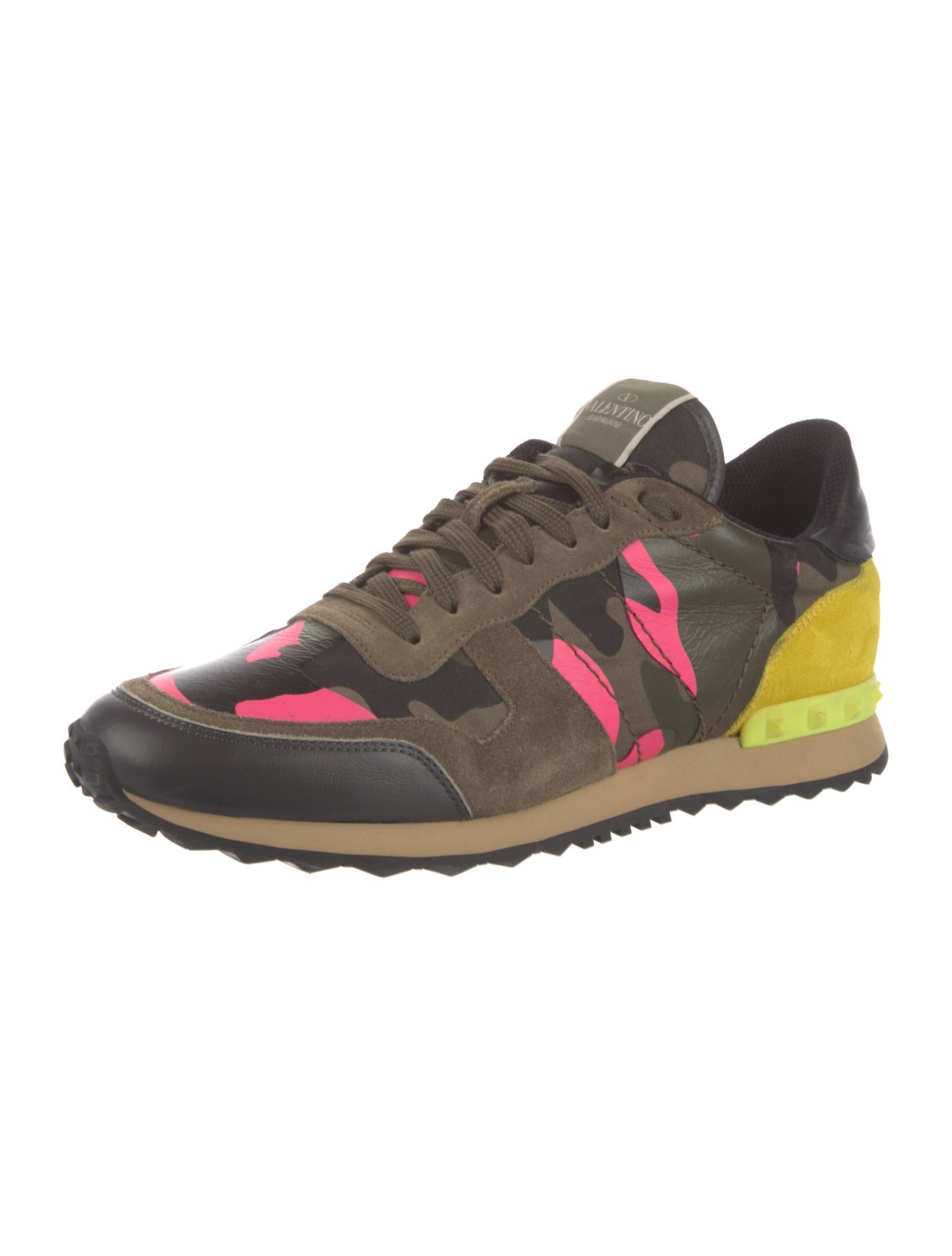 Valentino Rockstud Accents Leather Athletic Sneakers