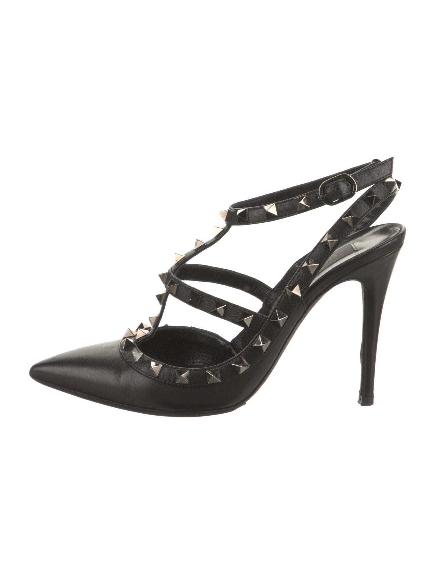 Valentino Rockstud Accents Leather T-Strap Pumps