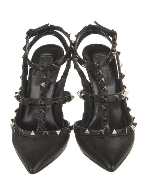 Valentino Rockstud Accents Leather T-Strap Pumps