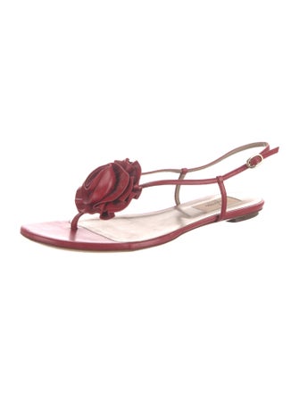 Valentino Leather T-Strap Sandals