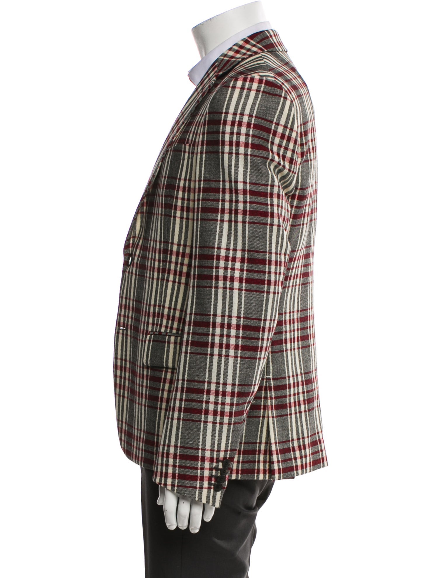 Valentino Virgin Wool Plaid Print Blazer